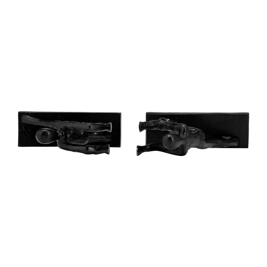 Sagebrook - 9" Metal Push Hold Figures Bookends (Set Of 2) in Black