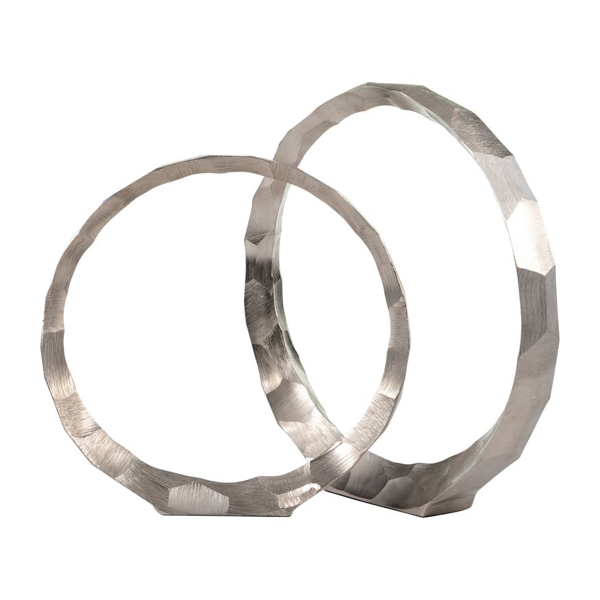 Sagebrook - 14"/16" Metal Hammered Decorative Rings (Set Of 2)