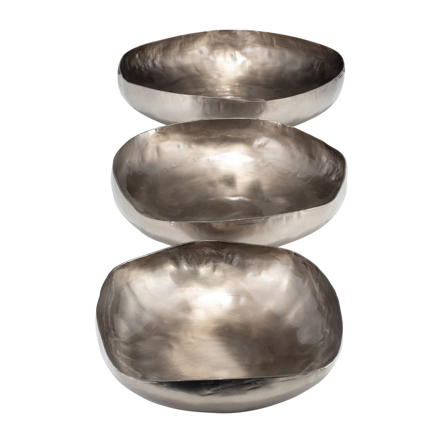 Sagebrook - 11"/14"/17" Metal Organic Shaped Bowls (Set Of 3) in Bronze
