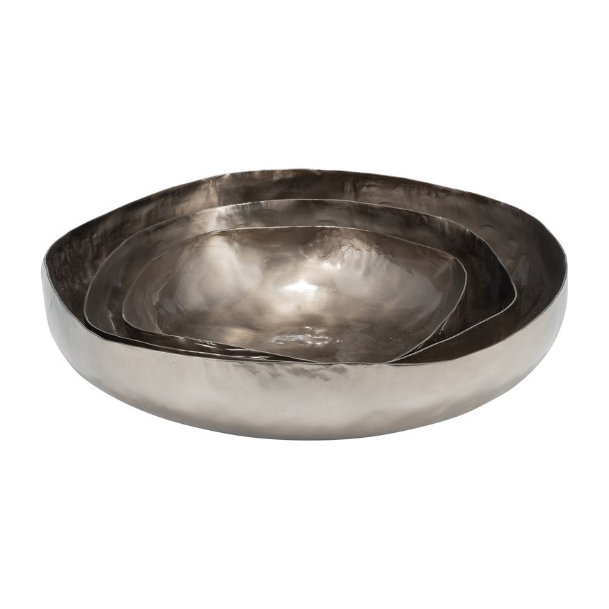Sagebrook - 11"/14"/17" Metal Organic Shaped Bowls (Set Of 3) in Bronze