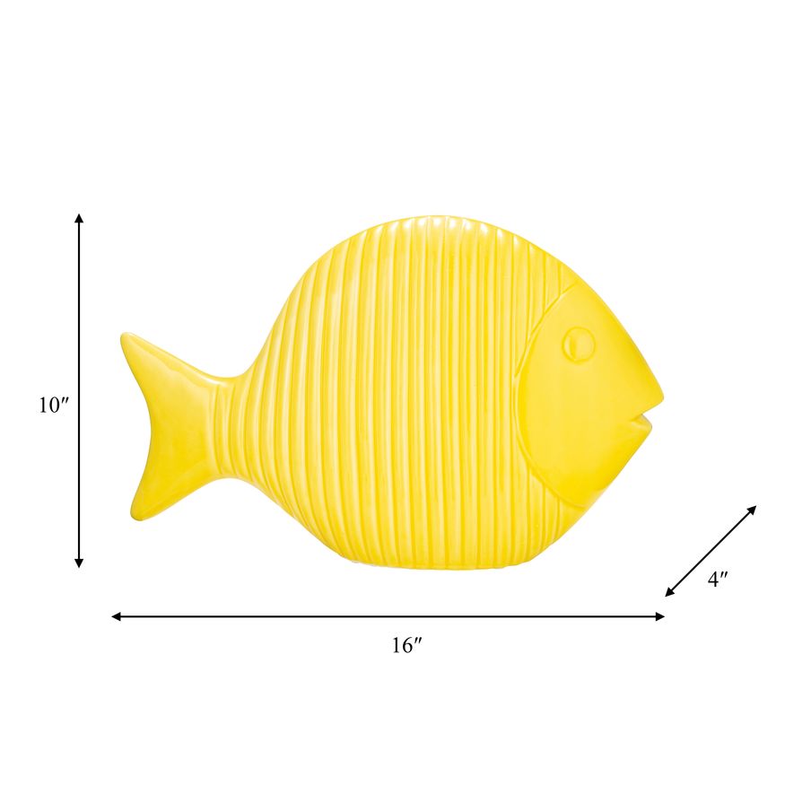 Sagebrook 16" Ceramic V Striped Fish - Yellow