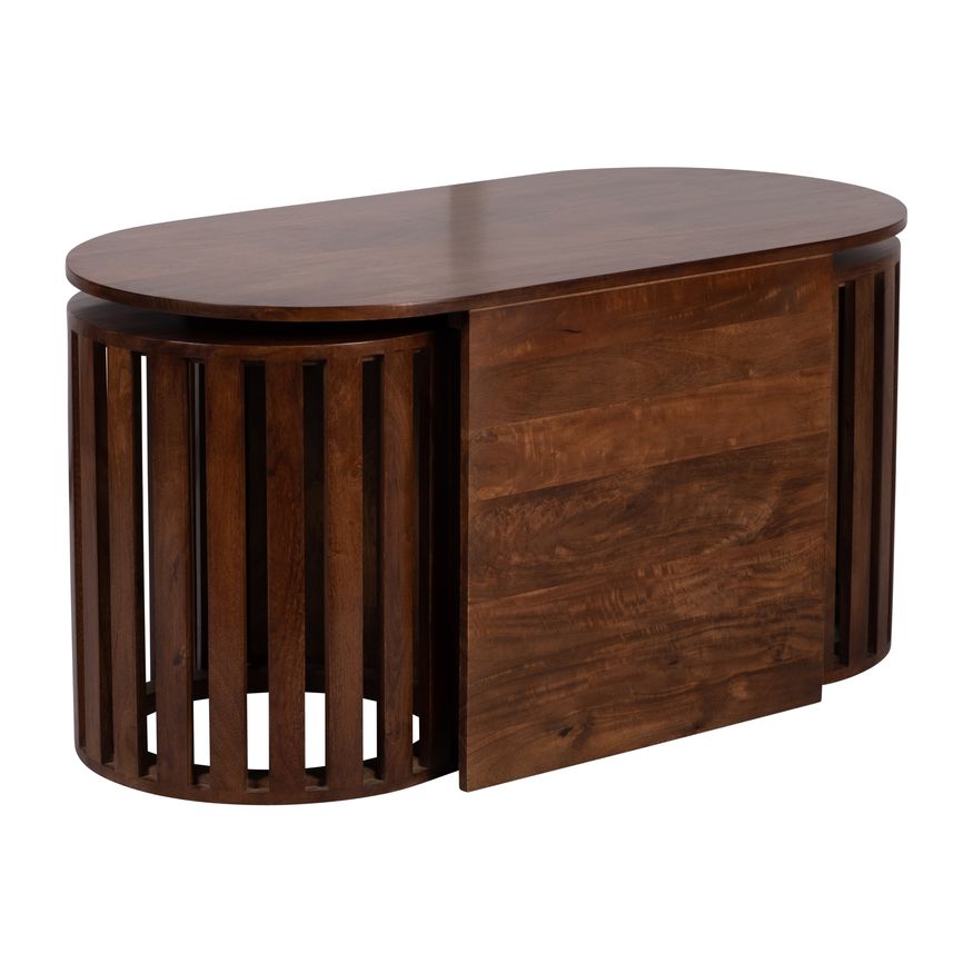 Sagebrook - Wood Table & Stool Set in Brown