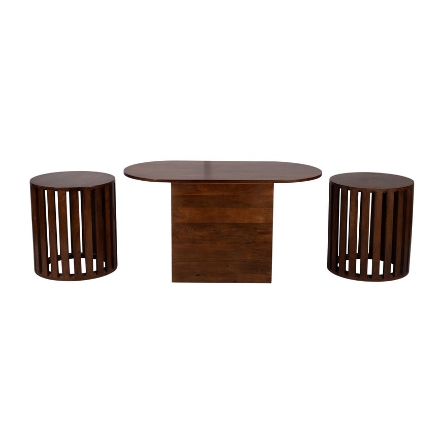 Sagebrook - Wood Table & Stool Set in Brown