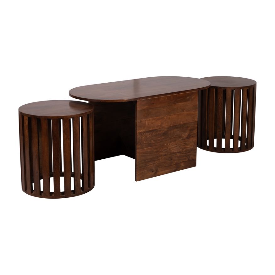 Sagebrook - Wood Table & Stool Set in Brown
