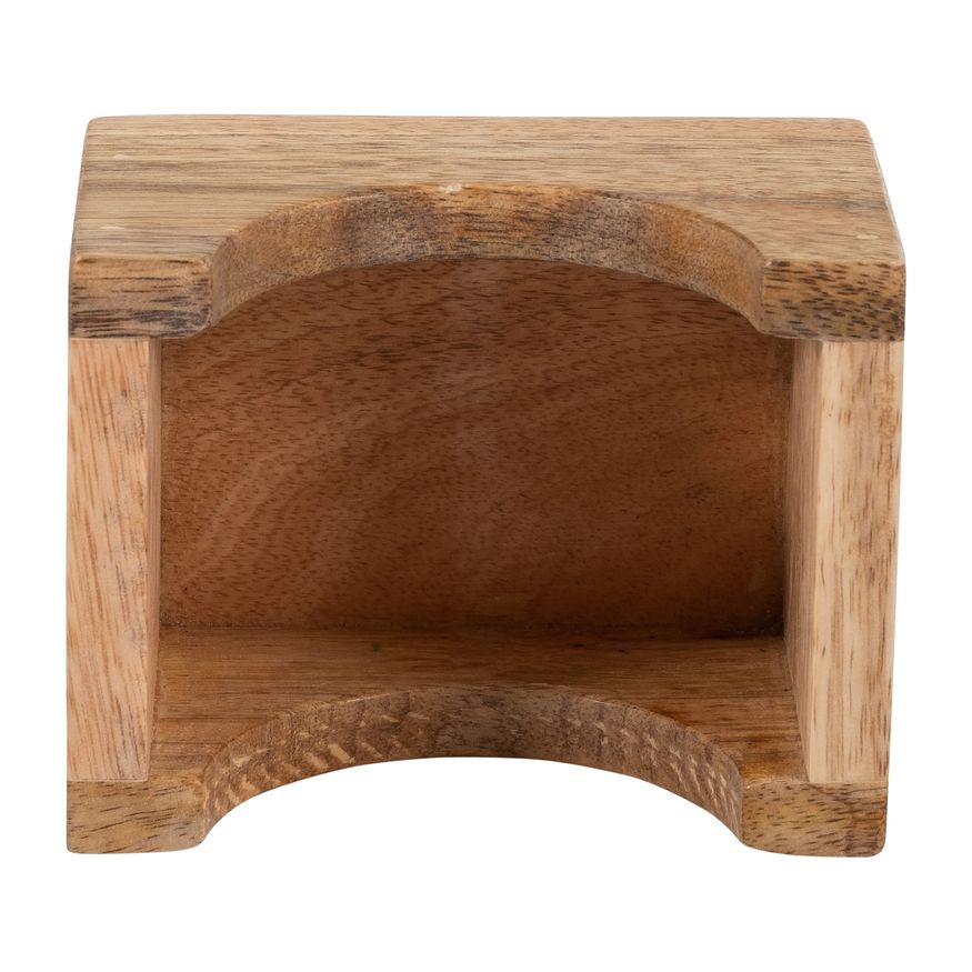 Sagebrook - Wood Cat Face Coasters With Stand (Set Of 6) in Natural