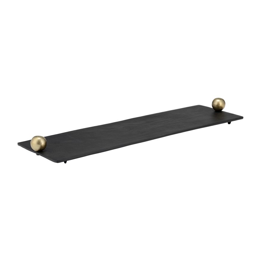 Sagebrook - 24"/18" Metal Flat Tray With Gold Knob Handles (Set Of 2)