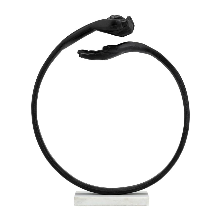 Sagebrook - 15" Metal Hand Ring On Base Sculpture in Black/White