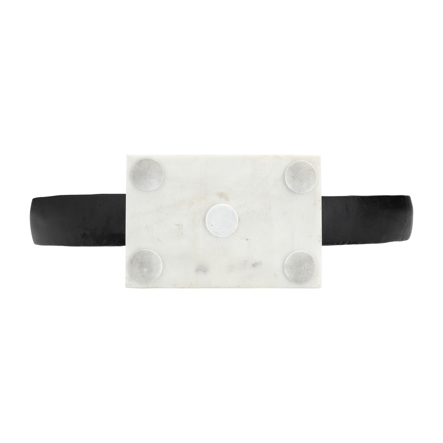Sagebrook - 15" Metal Hand Ring On Base Sculpture in Black/White
