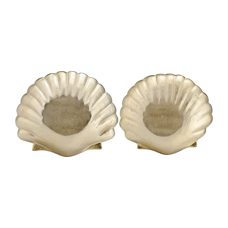 Sagebrook - 10"/12" Metal Flat Shell Dish (Set Of 2) in Champagne