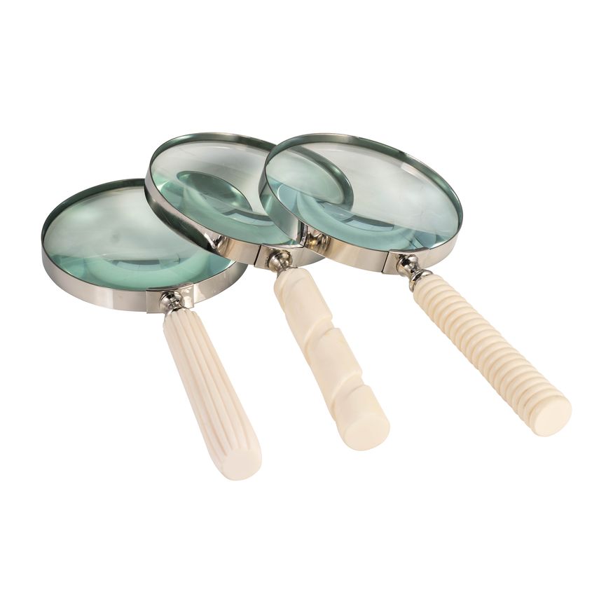 Sagebrook - 4" Metal/Resin Asrted Handle Magnifying Glass (Set Of 3)