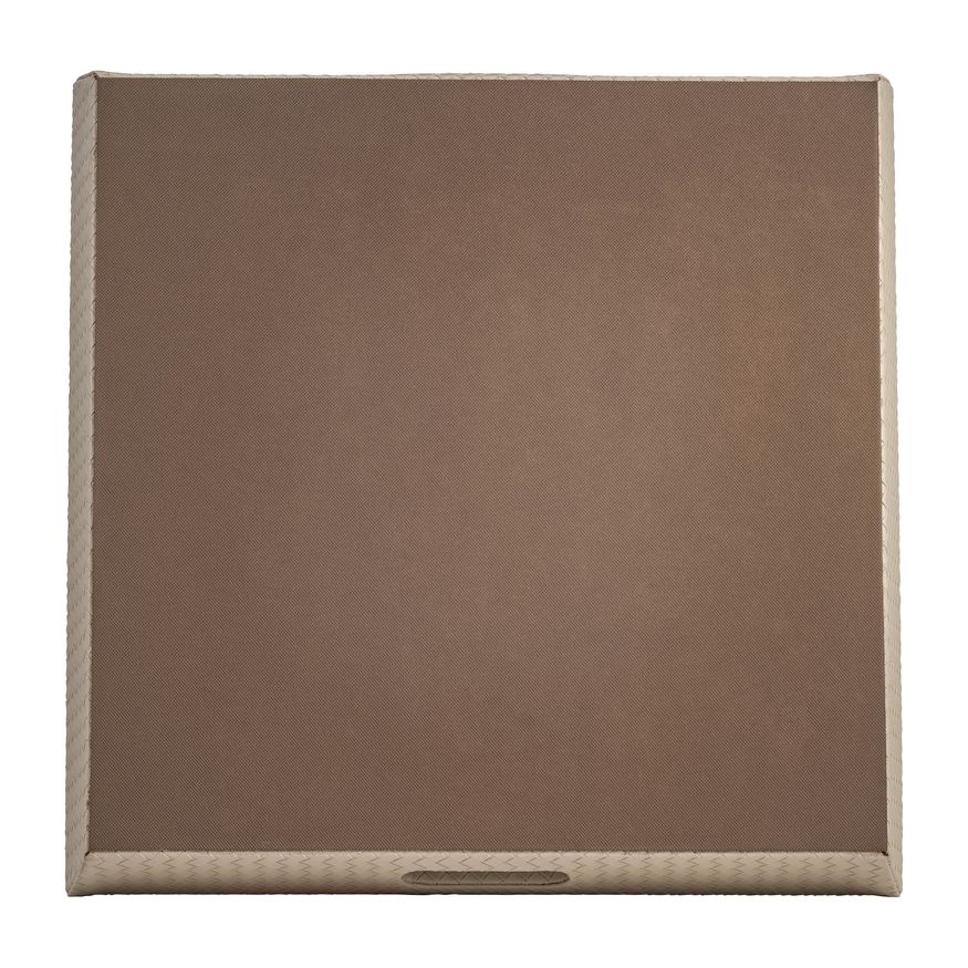 Sagebrook 16"/20"/24" Leather/Wood Diamondweave Trays (Set Of 3) - Tan