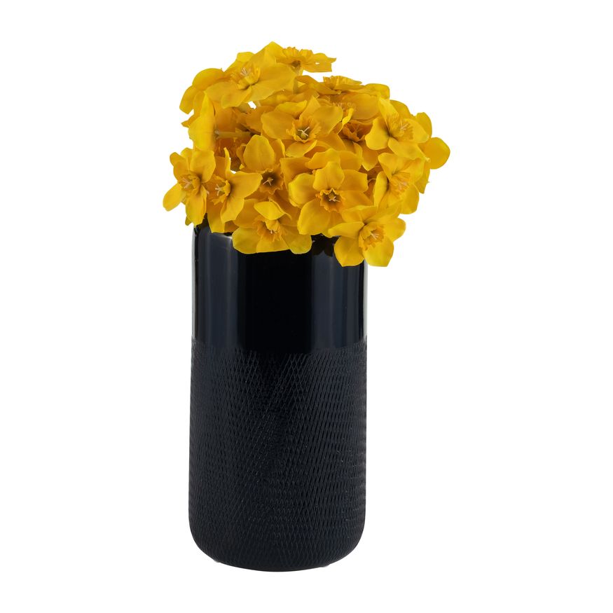 Sagebrook 10" Ceramic Grooved Vase - Navy Blue