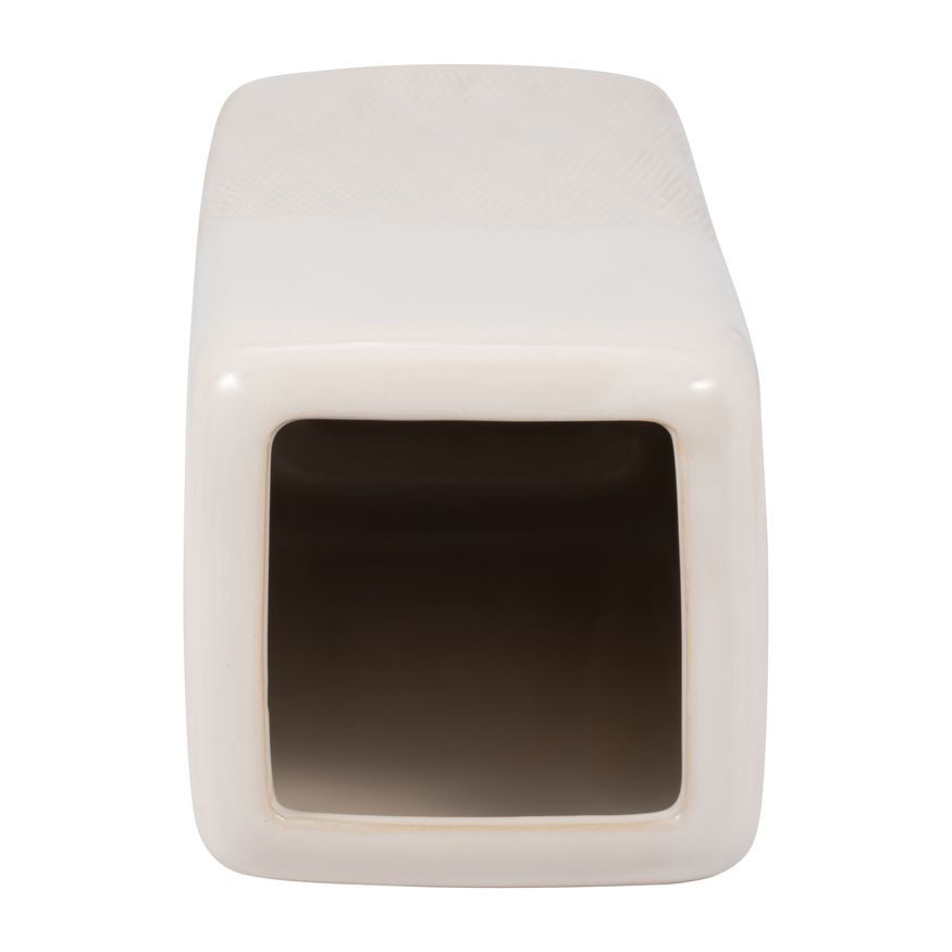 Sagebrook 18" Ceramic Squared Grooved Vase - Ivory