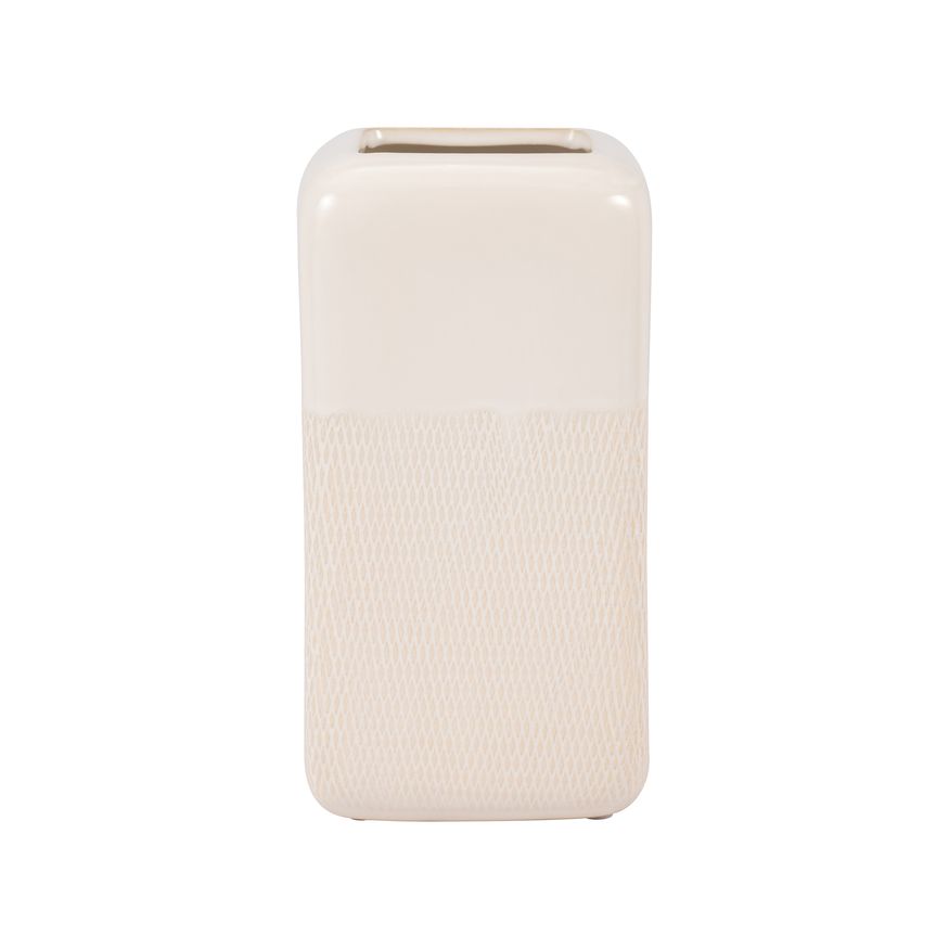 Sagebrook - 18" Ceramic Squared Grooved Vase