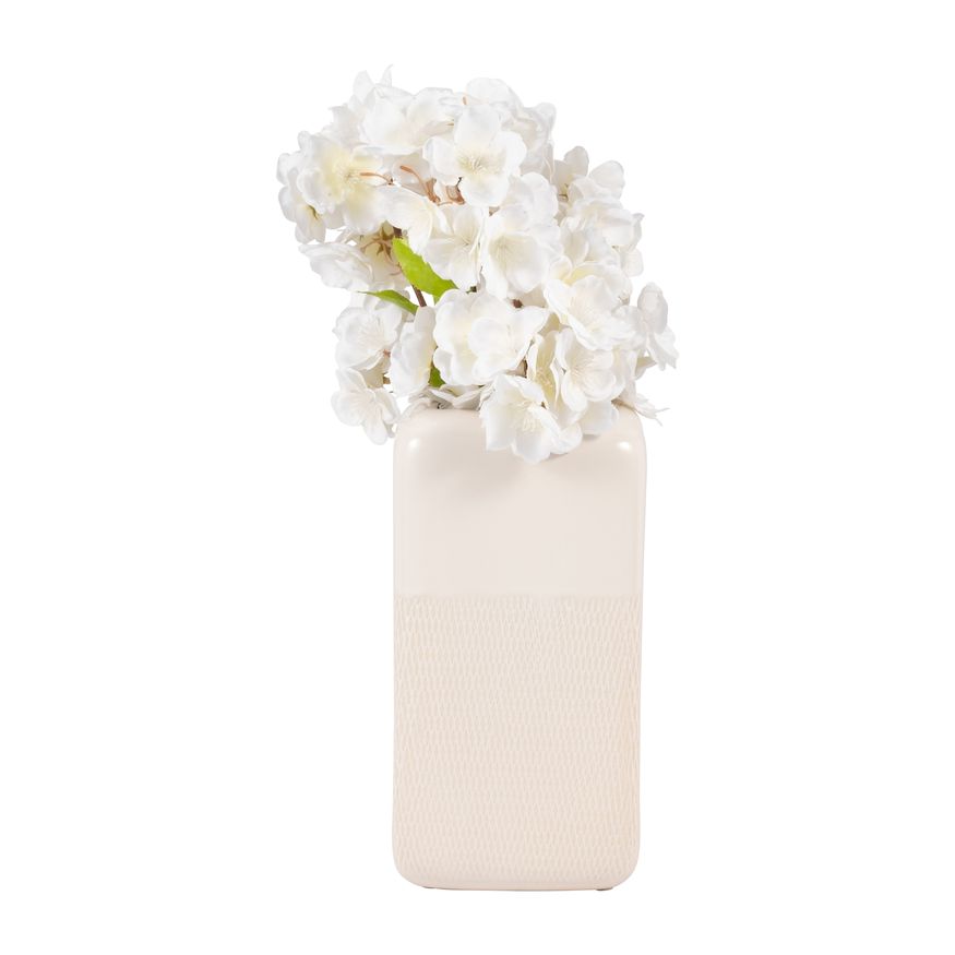 Sagebrook 10" Ceramic Squared Grooved Vase - Ivory