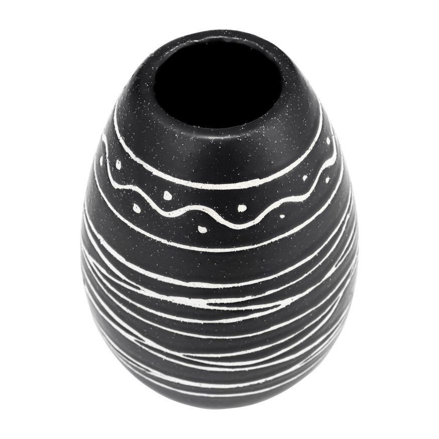 Sagebrook - 8" Ceramic Tribal Vase in Black/White