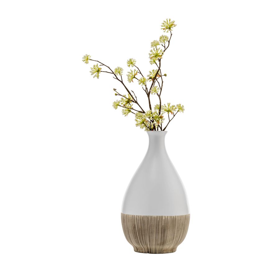 Sagebrook 11" Ceramic 2-tone Teardrop Vase - Creme/White