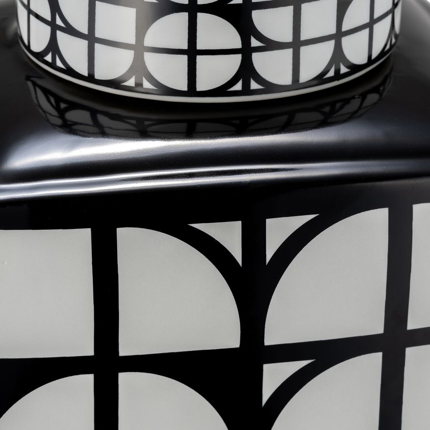 Sagebrook 16" Ceramic Square Jar With Lid - Black/White