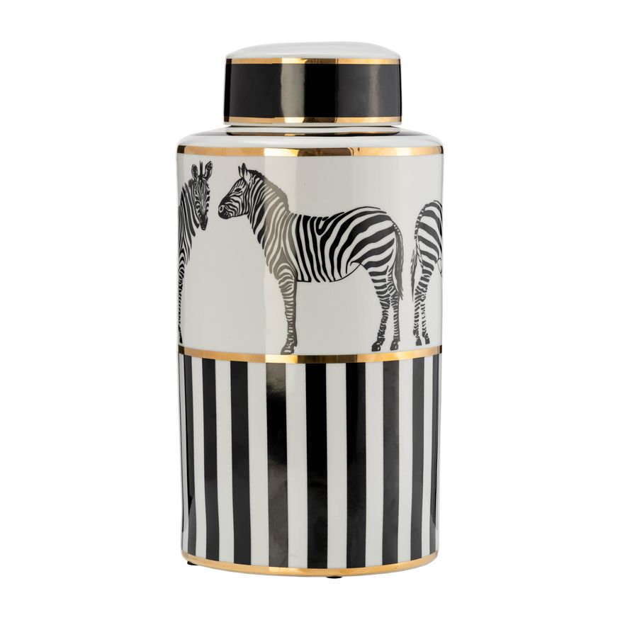 Sagebrook - 16" Ceramic Zebra Jar With Lid