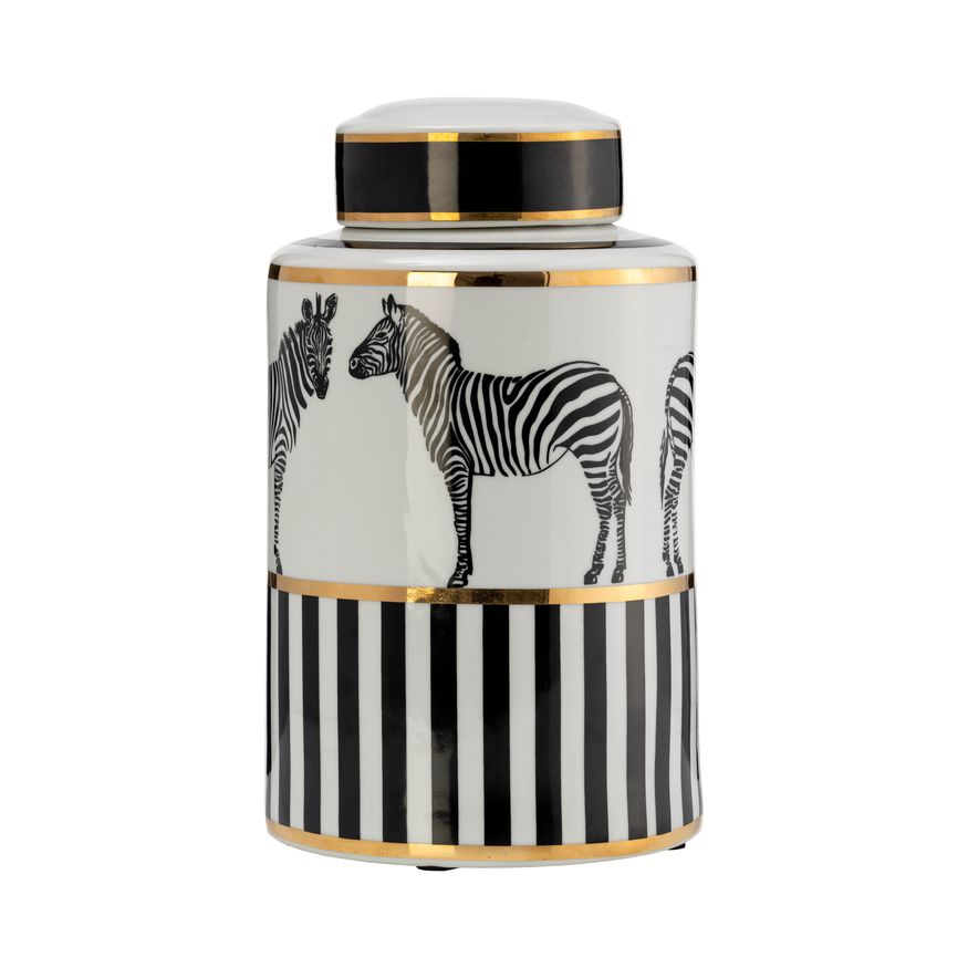 Sagebrook - 16" Ceramic Zebra Jar With Lid