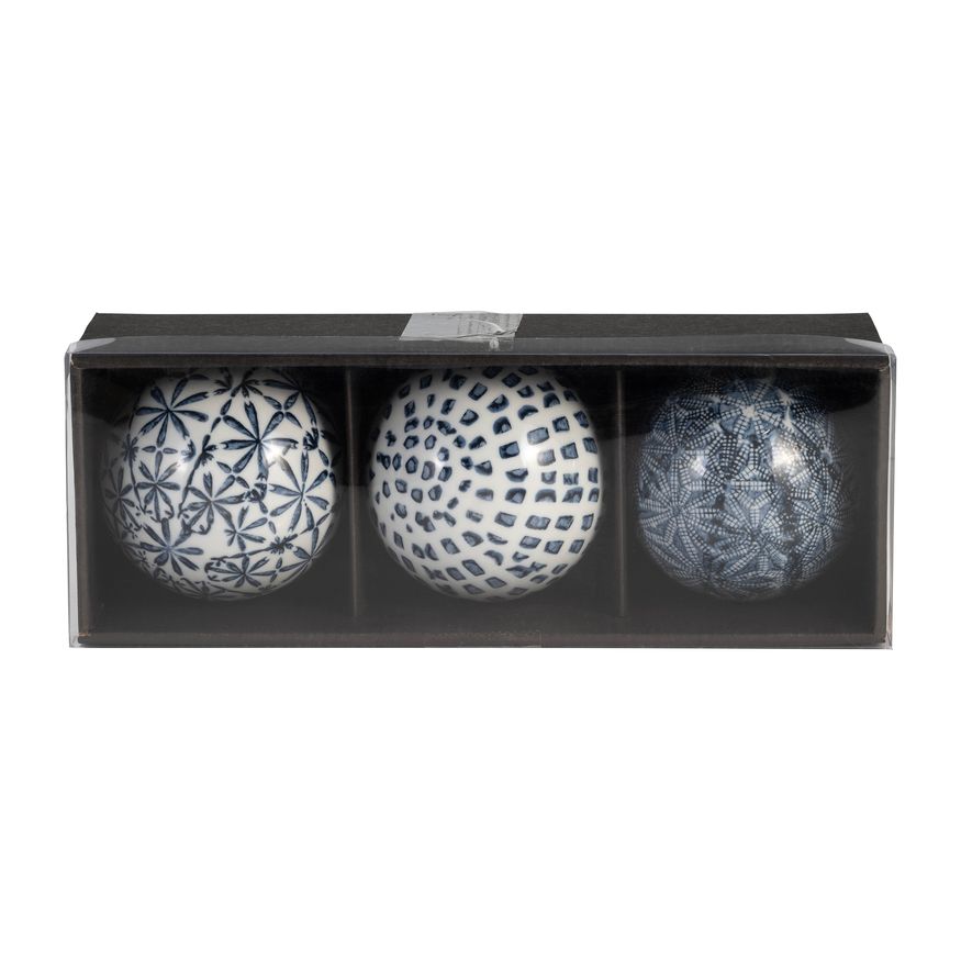 Sagebrook - 4" Ceramic Boxed 3/a Painted Orbs