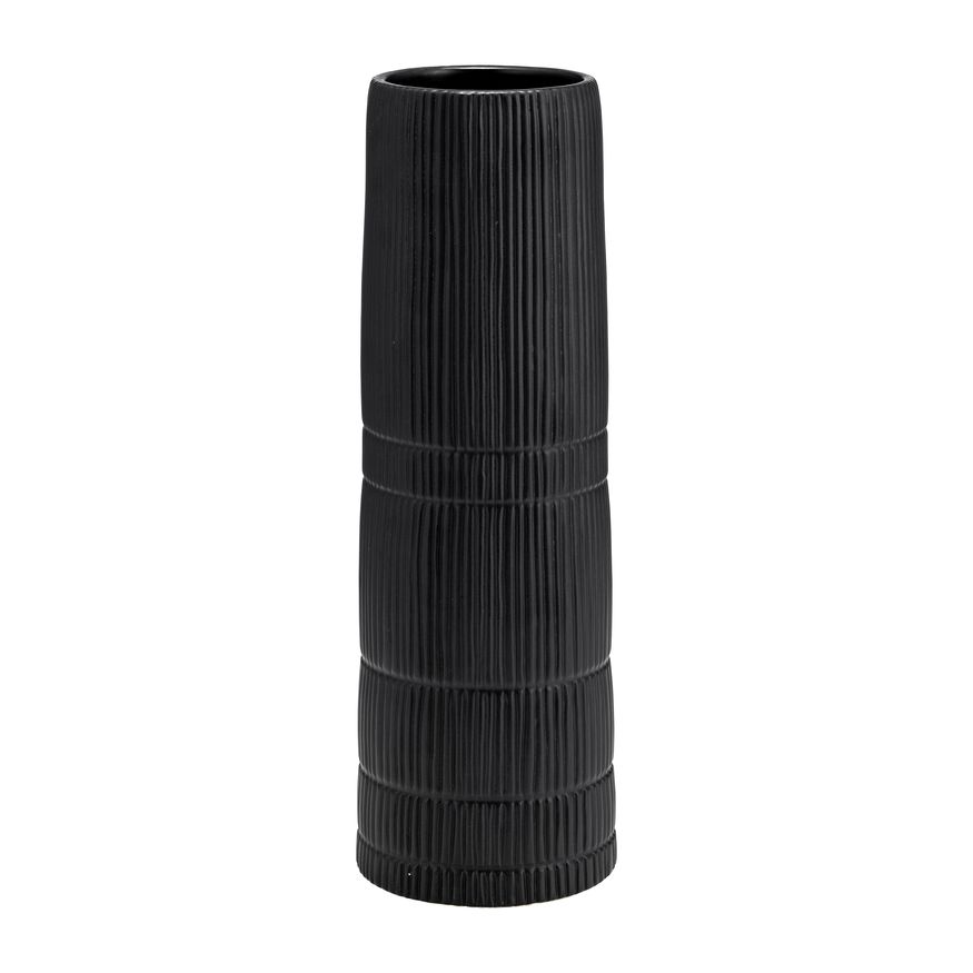 Sagebrook 18" Ceramic Lined Cylinder Vase - Matte Black