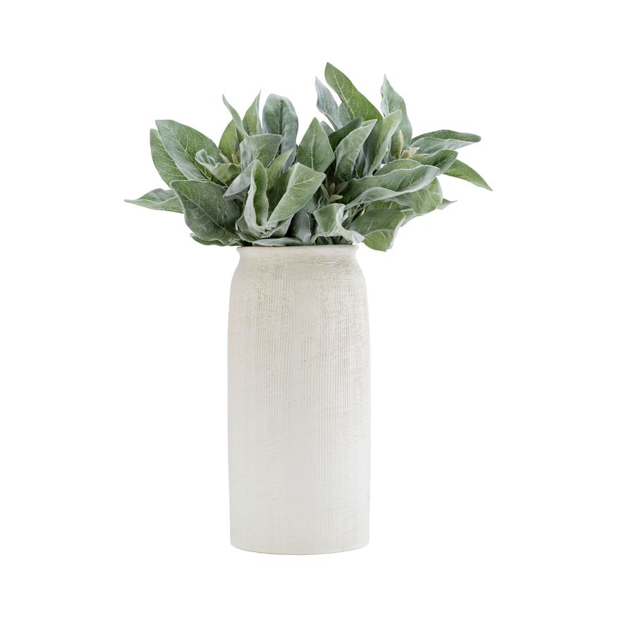 Sagebrook 13" Ceramic Ridged Vase - White