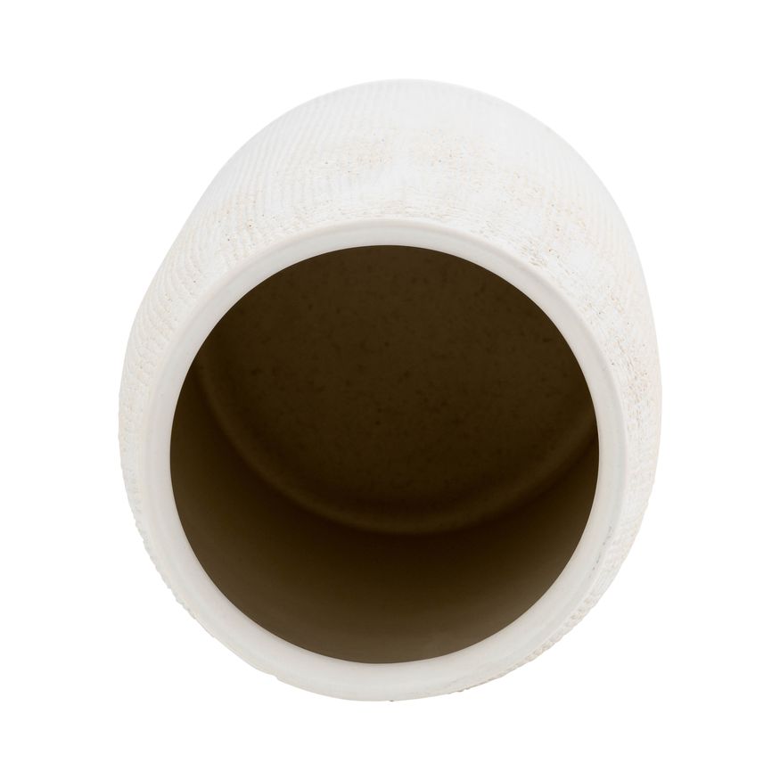 Sagebrook 13" Ceramic Ridged Vase - White