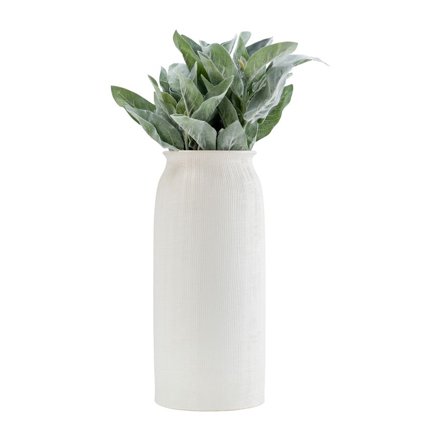 Sagebrook 16" Ceramic Ridged Vase - White