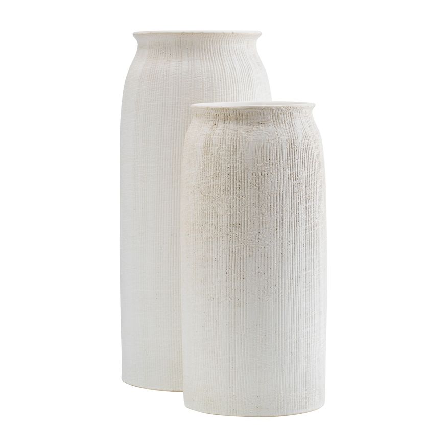 Sagebrook 16" Ceramic Ridged Vase - White