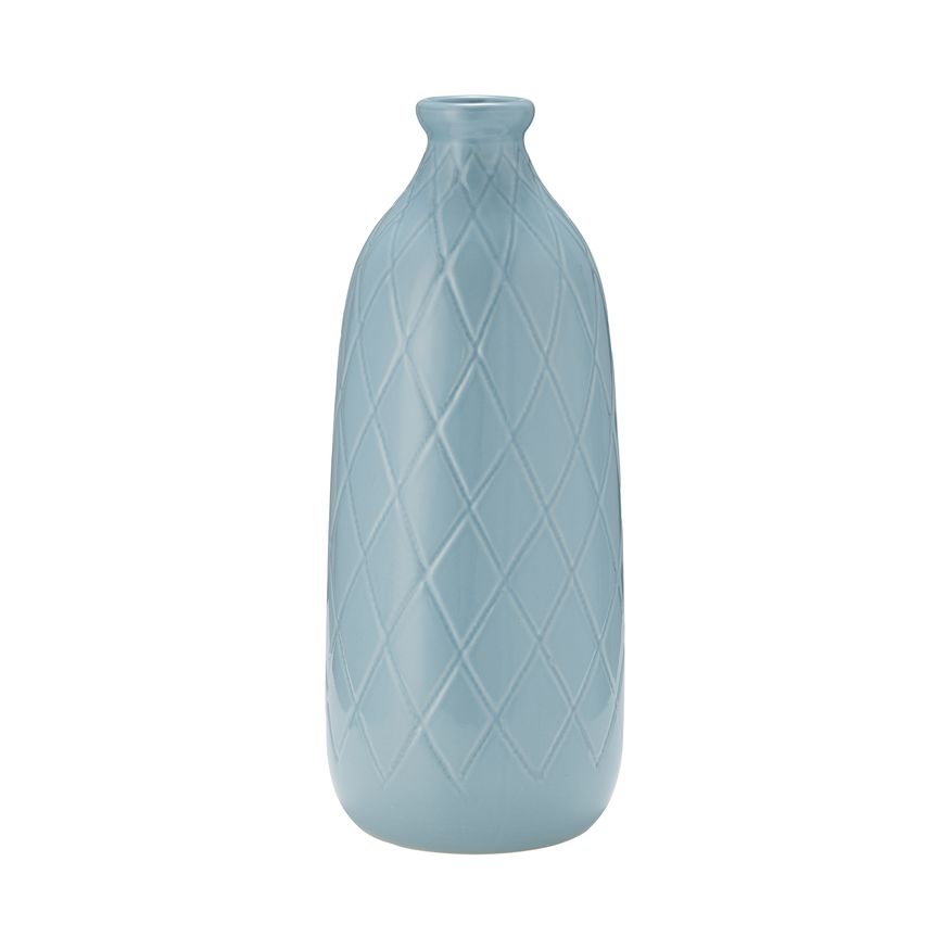 Sagebrook 16" Ceramic Plaid Textured Vase - Cameo Blue