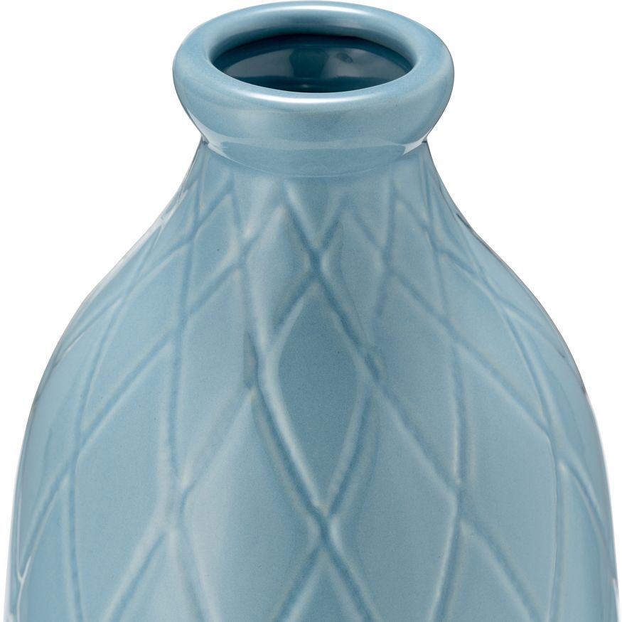 Sagebrook 16" Ceramic Plaid Textured Vase - Cameo Blue