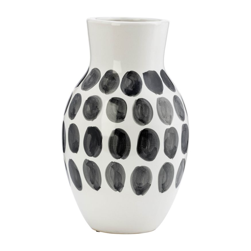 Sagebrook - 10" Ceramic Black Polk-a-dot Flower Vase