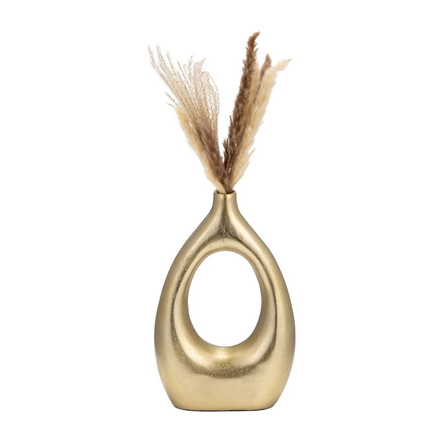 Sagebrook 14" Metal Open Cut Vase - Gold