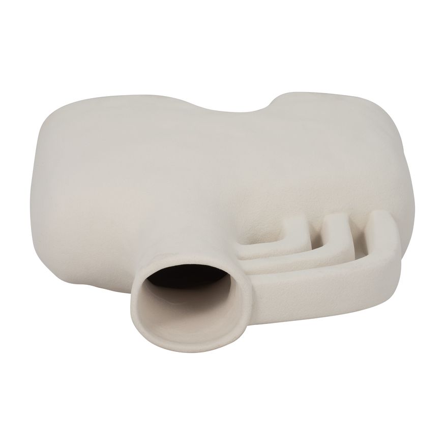 Sagebrook 12" Ceramic Rough Triple Handle Vase - Cotton