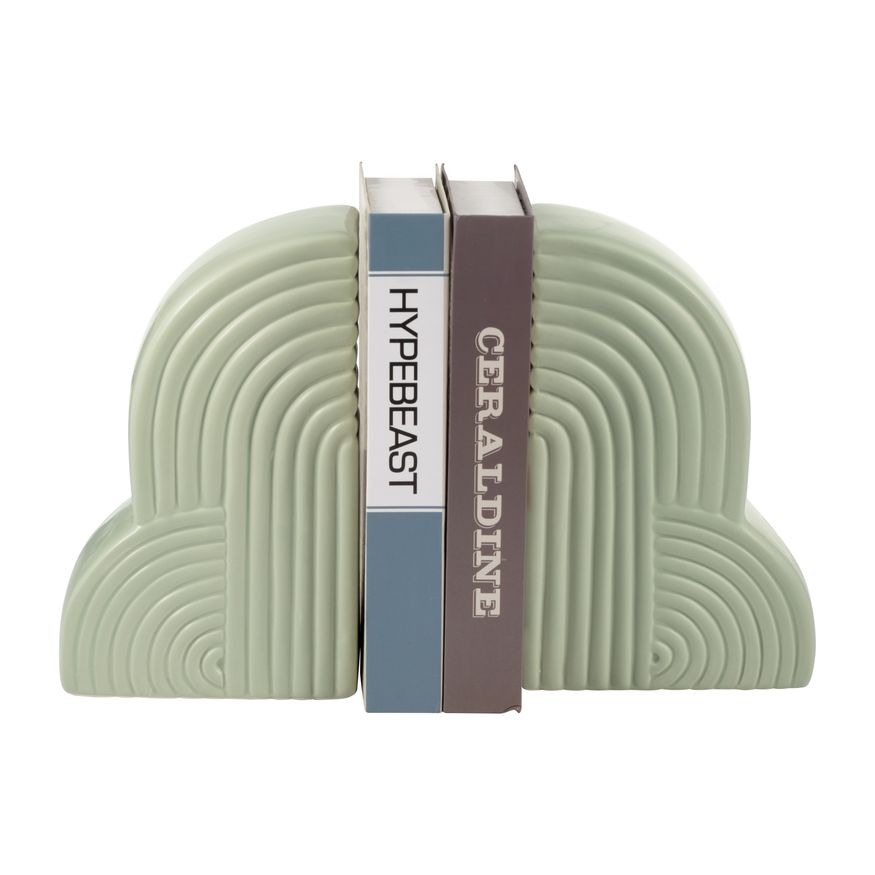 Sagebrook 13"x10" Ceramic Arches Bookends (Set Of 2) - Cucumber