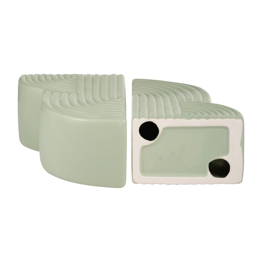 Sagebrook 13"x10" Ceramic Arches Bookends (Set Of 2) - Cucumber