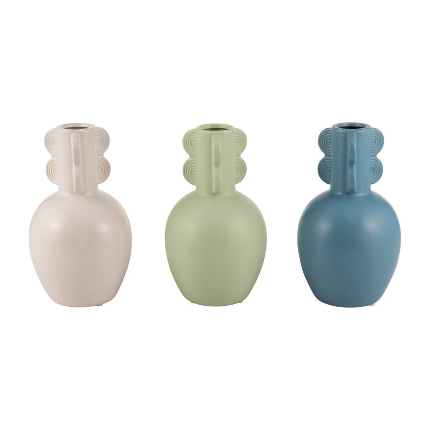 Sagebrook 9" Ceramic Eared Vase - Cotton