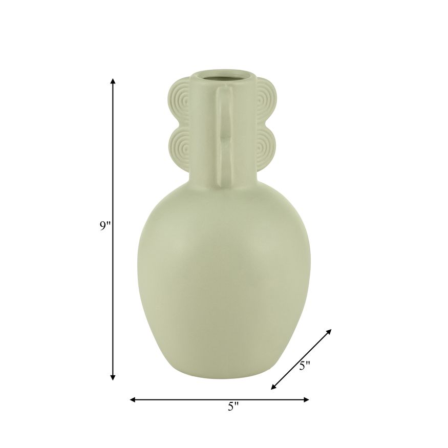Sagebrook 9" Ceramic Eared Vase - Cucumber