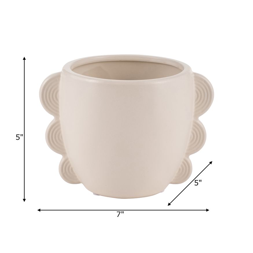 Sagebrook 5" Ceramic Eared Vase - Cotton