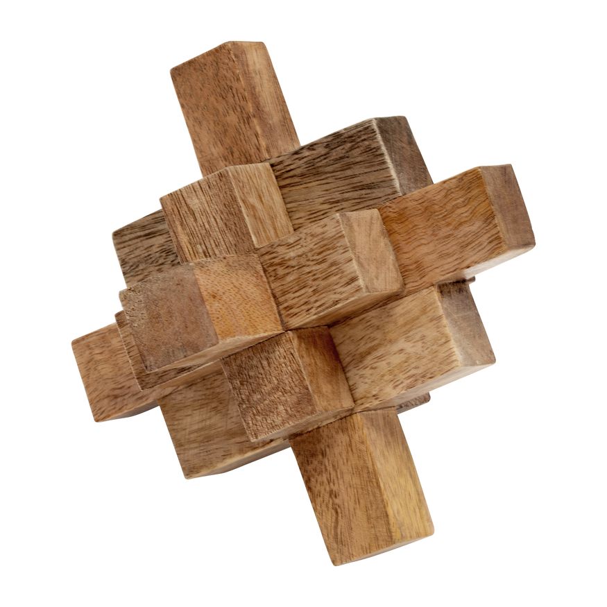 Sagebrook - 6" Wood Geometric Orb in Natural