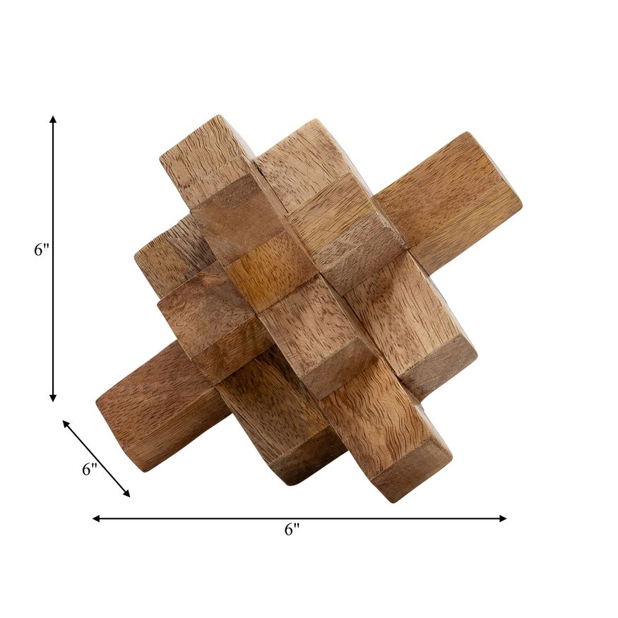Sagebrook - 6" Wood Geometric Orb in Natural