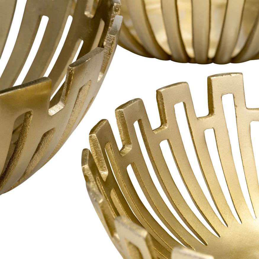 Sagebrook - 11"/14"/16" Metal Geometric Bowls (Set Of 3) in Gold
