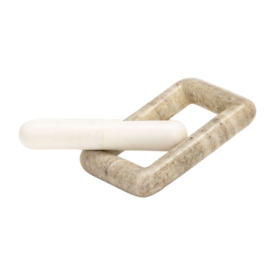 Sagebrook - 10" Marble 2 Square Links in White/Onyx