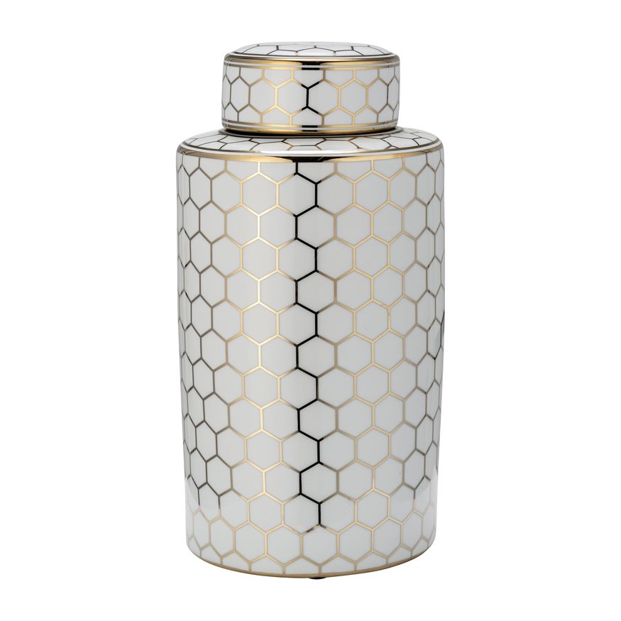 Sagebrook - 16" Ceramic Honeycomb Jar With Lid
