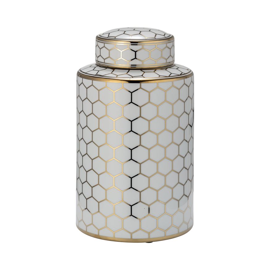 Sagebrook - 16" Ceramic Honeycomb Jar With Lid