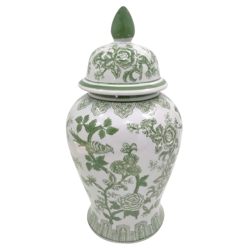 Sagebrook - 17973 18" Ceramic Temple Jar Bird/Flower
