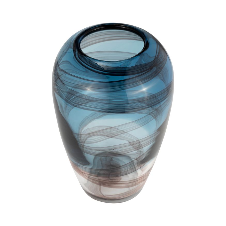 Sagebrook 9" Glass Swirl Vase - Blue