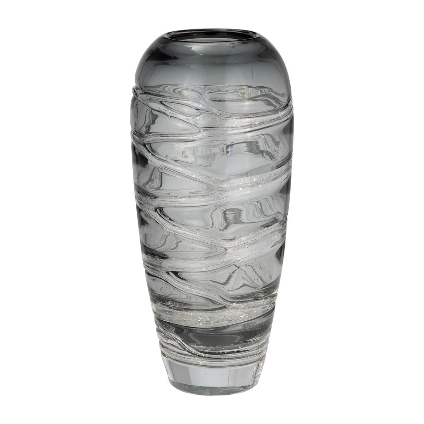 Sagebrook - 13" Glass Veined Vase in Smoke