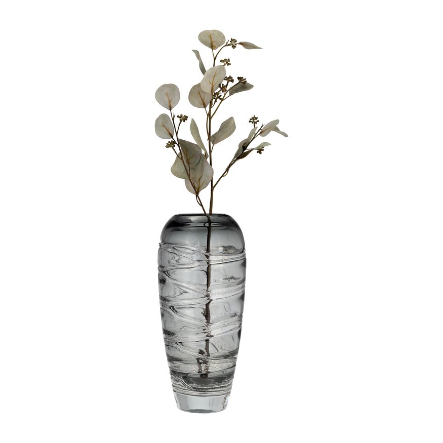 Sagebrook - 13" Glass Veined Vase in Smoke